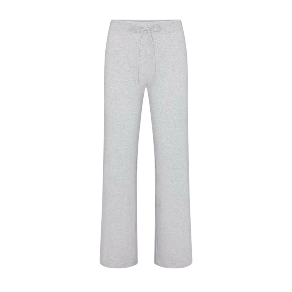 SKIMS NWT COTTON JERSEY Straight Leg Pants SZ XSmall Color Light heather gray